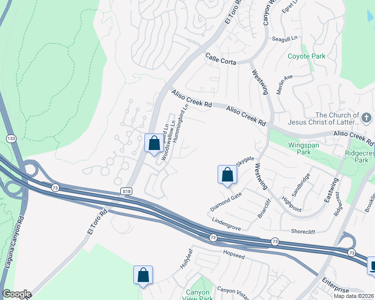 map of restaurants, bars, coffee shops, grocery stores, and more near 4 White Pelican Lane in Aliso Viejo