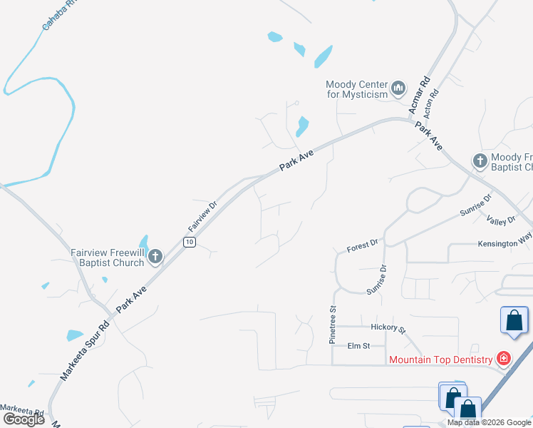 map of restaurants, bars, coffee shops, grocery stores, and more near 1314 Ridgewood Drive in Moody