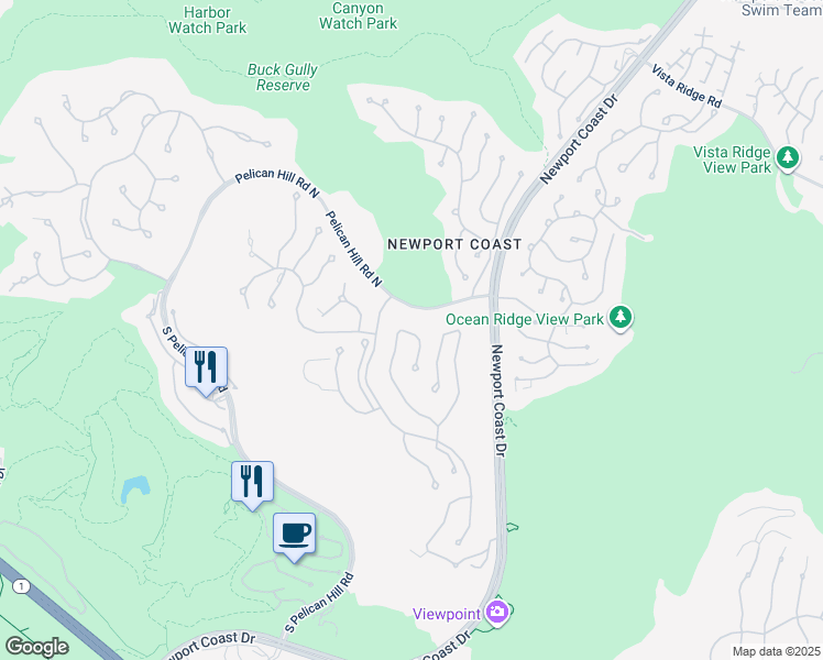 map of restaurants, bars, coffee shops, grocery stores, and more near 16 Skyridge in Newport Beach