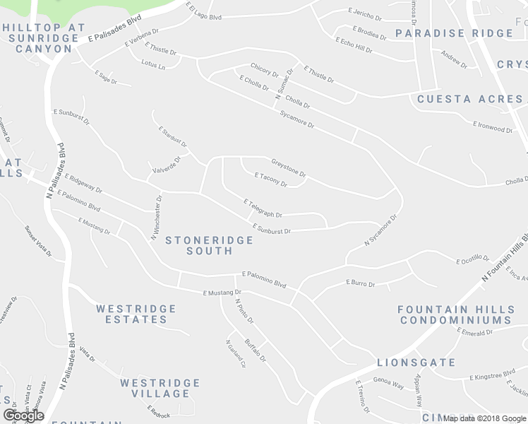 map of restaurants, bars, coffee shops, grocery stores, and more near East Telegraph Drive in Fountain Hills