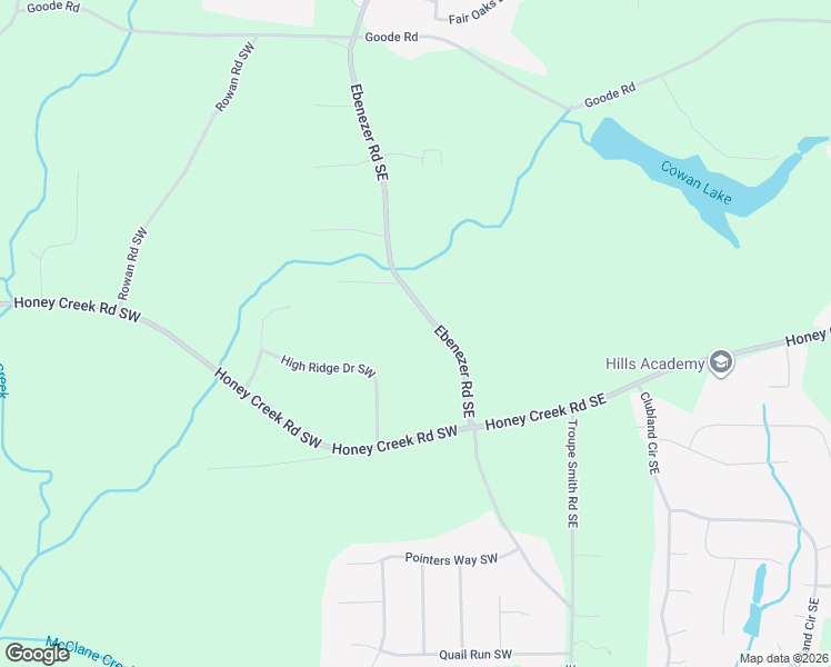 map of restaurants, bars, coffee shops, grocery stores, and more near 3525 Ebenezer Road Southeast in Conyers