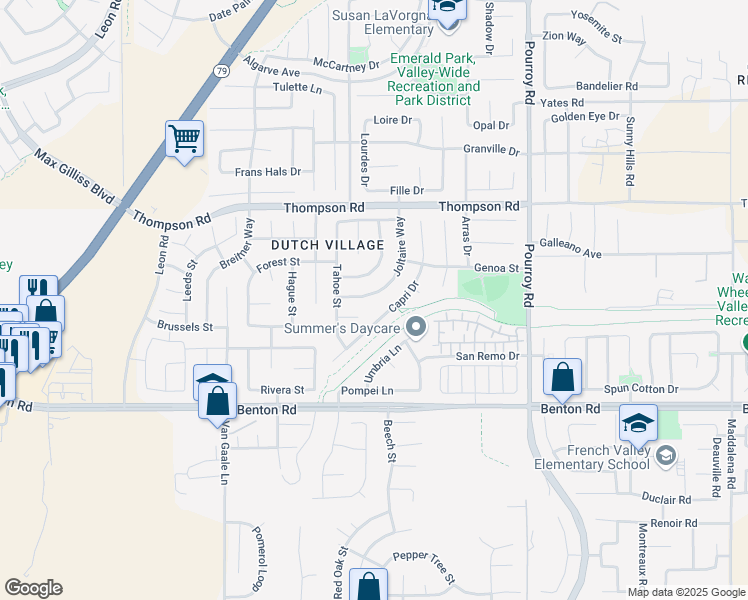 map of restaurants, bars, coffee shops, grocery stores, and more near 36286 Joltaire Way in Winchester