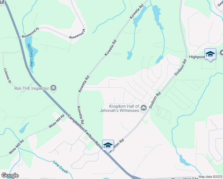 map of restaurants, bars, coffee shops, grocery stores, and more near 2167 Dodson Woods Drive in Fairburn