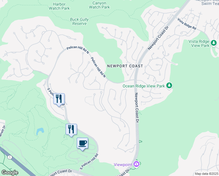 map of restaurants, bars, coffee shops, grocery stores, and more near 16 Skyridge in Newport Beach