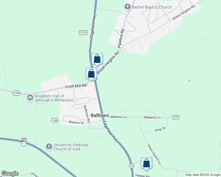 map of restaurants, bars, coffee shops, grocery stores, and more near 1104 Irving Dr in Aiken