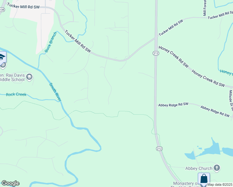 map of restaurants, bars, coffee shops, grocery stores, and more near 3141 Buck Branch Road Southwest in Conyers