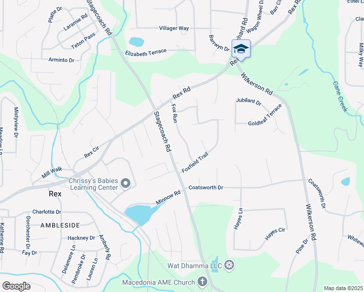 map of restaurants, bars, coffee shops, grocery stores, and more near 5811 Fox Run in Rex
