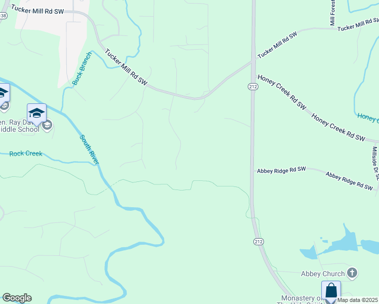 map of restaurants, bars, coffee shops, grocery stores, and more near 3141 Buck Branch Road Southwest in Conyers