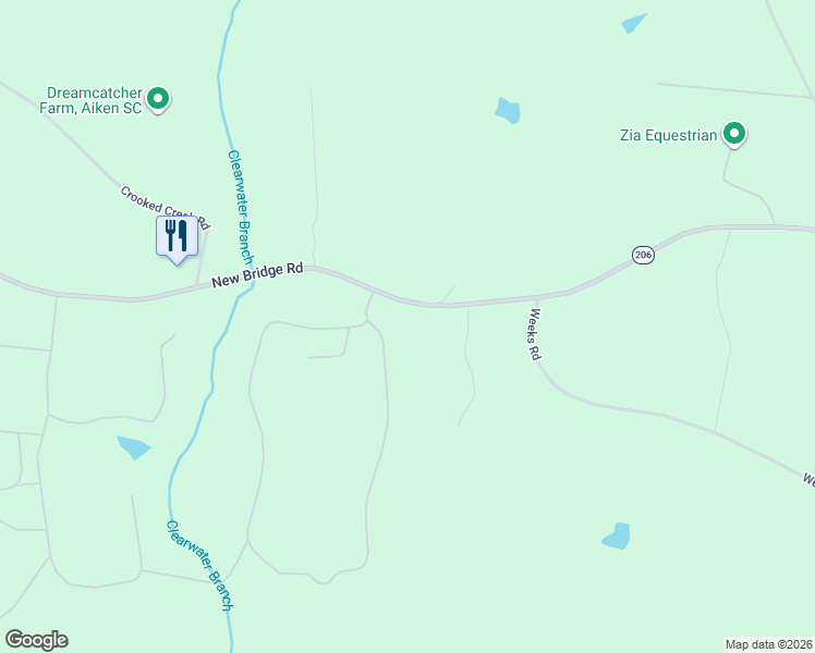 map of restaurants, bars, coffee shops, grocery stores, and more near 1025 New Bridge Road in Aiken