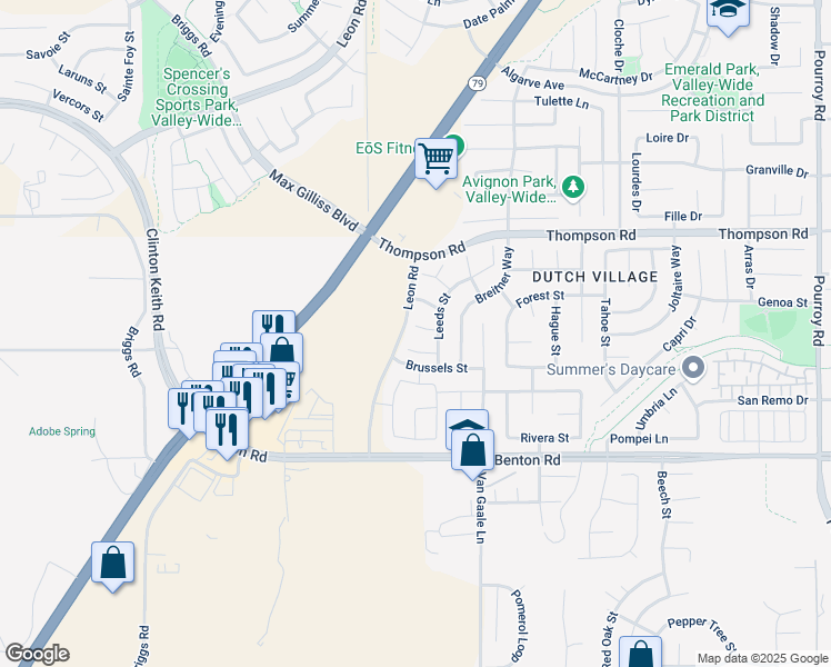 map of restaurants, bars, coffee shops, grocery stores, and more near 31075 Florence Court in Winchester