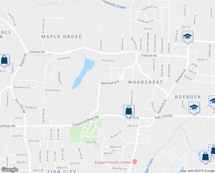 map of restaurants, bars, coffee shops, grocery stores, and more near 9764 Virginianna Drive in Birmingham