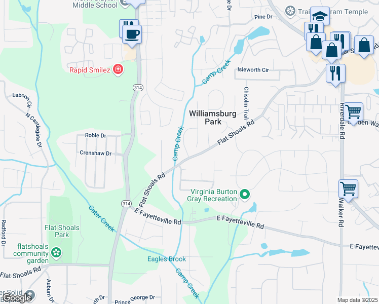 map of restaurants, bars, coffee shops, grocery stores, and more near 1618 Blossom Drive in Atlanta
