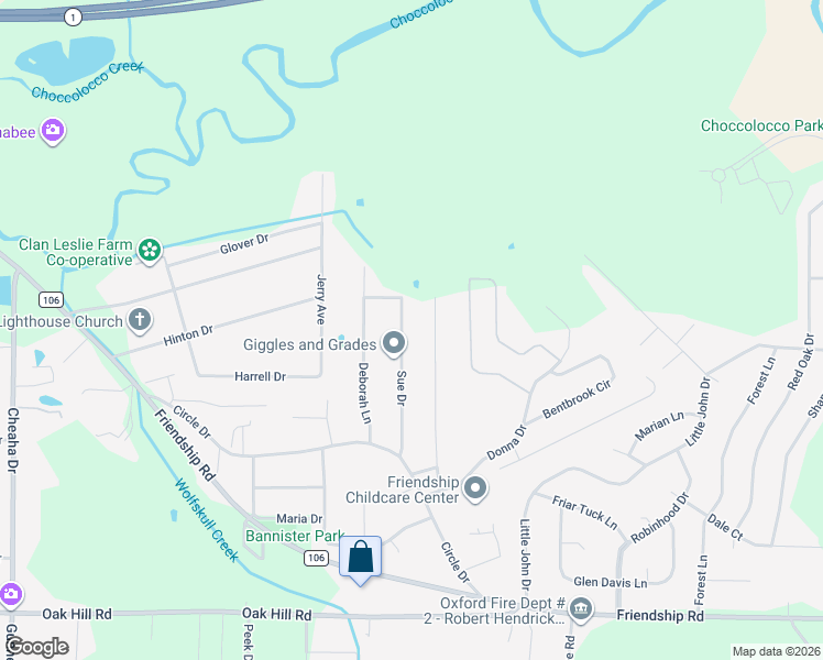 map of restaurants, bars, coffee shops, grocery stores, and more near 1996 Cheatwood Drive in Oxford