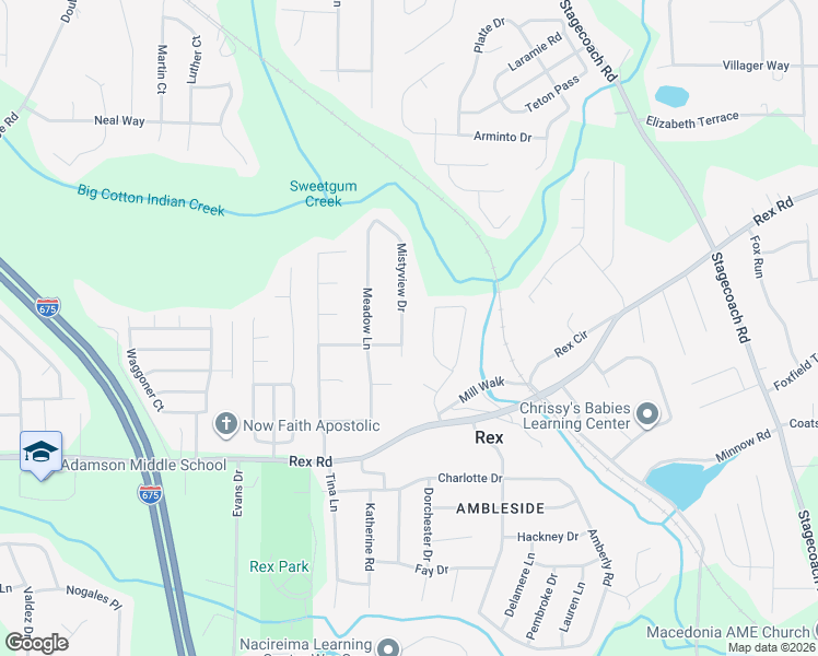 map of restaurants, bars, coffee shops, grocery stores, and more near 5850 Mistyview Drive in Rex