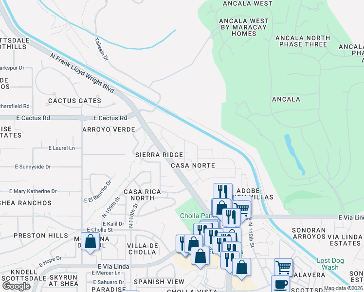 map of restaurants, bars, coffee shops, grocery stores, and more near 11216 East Laurel Lane in Scottsdale