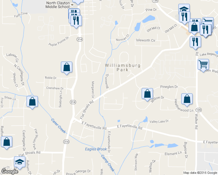 map of restaurants, bars, coffee shops, grocery stores, and more near 1618 Blossom Drive in Atlanta