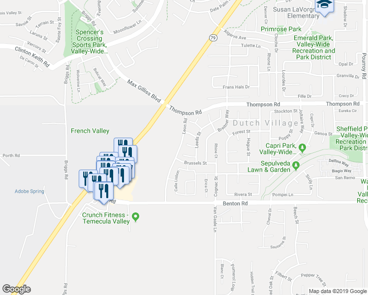 map of restaurants, bars, coffee shops, grocery stores, and more near 31075 Florence Court in Winchester
