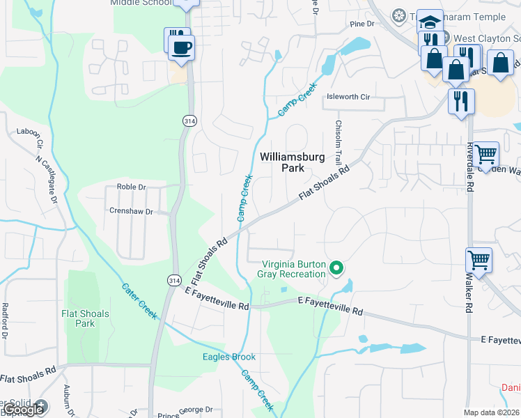 map of restaurants, bars, coffee shops, grocery stores, and more near 1618 Blossom Drive in Atlanta