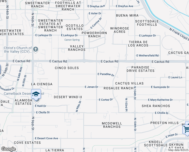 map of restaurants, bars, coffee shops, grocery stores, and more near 10060 East Paradise Drive in Scottsdale