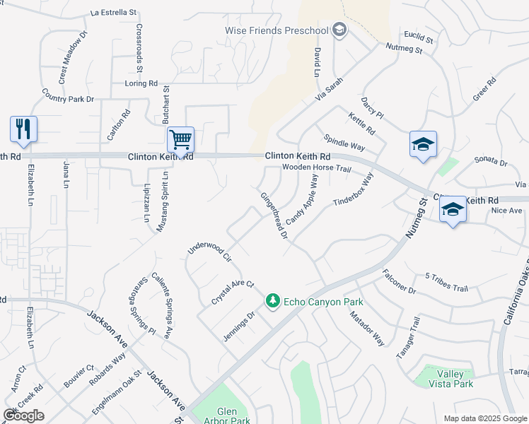map of restaurants, bars, coffee shops, grocery stores, and more near 23594 Millstone Place in Murrieta