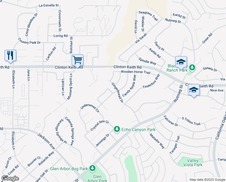 map of restaurants, bars, coffee shops, grocery stores, and more near 23594 Millstone Place in Murrieta