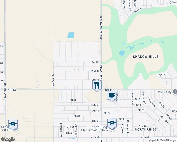 map of restaurants, bars, coffee shops, grocery stores, and more near Norwich Avenue in Lubbock