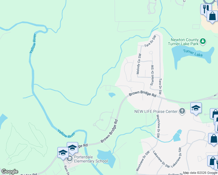 map of restaurants, bars, coffee shops, grocery stores, and more near 11134 Benton Woods Drive in Covington