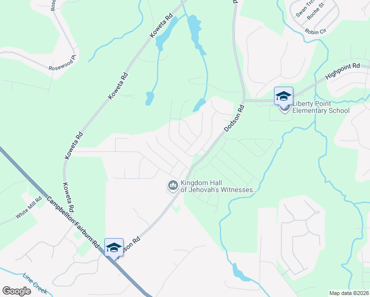 map of restaurants, bars, coffee shops, grocery stores, and more near 1000 Eldon Lane in Fairburn