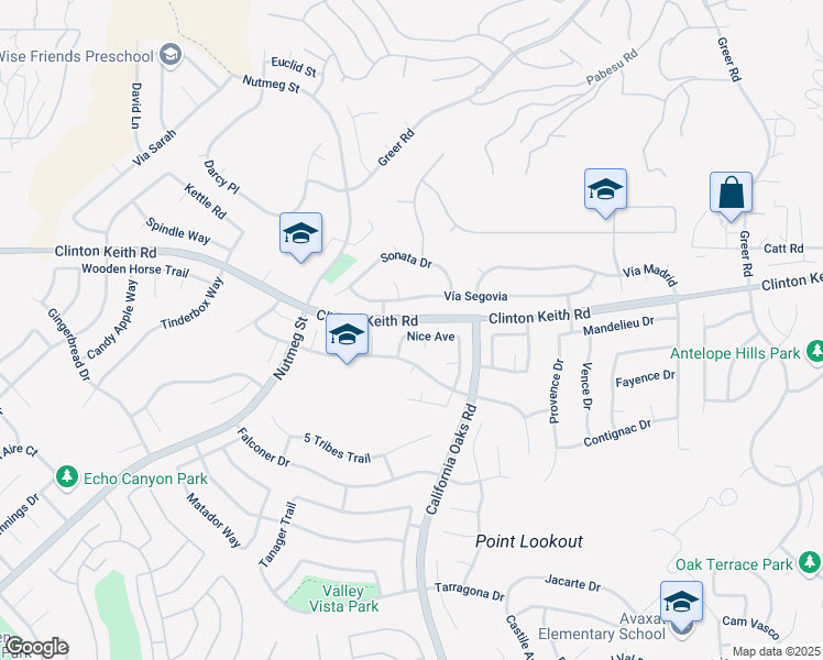 map of restaurants, bars, coffee shops, grocery stores, and more near 39672 Nice Avenue in Murrieta