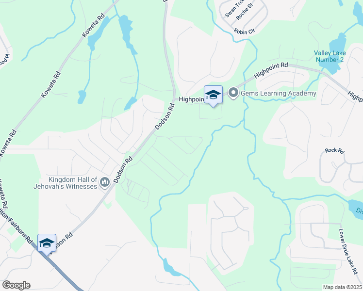 map of restaurants, bars, coffee shops, grocery stores, and more near 5850 Dodson Road in Fairburn