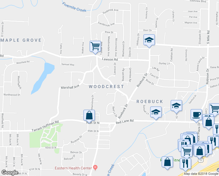 map of restaurants, bars, coffee shops, grocery stores, and more near 408 Cheri Lane in Birmingham