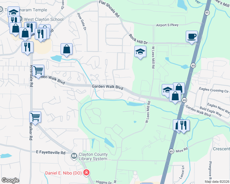 map of restaurants, bars, coffee shops, grocery stores, and more near in Clayton County