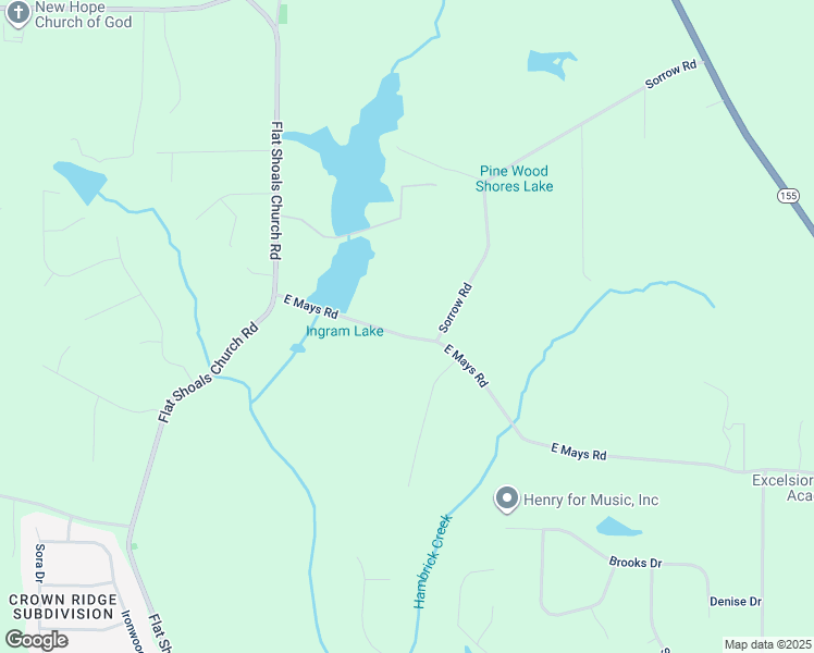 map of restaurants, bars, coffee shops, grocery stores, and more near 111 East Mays Road in Stockbridge