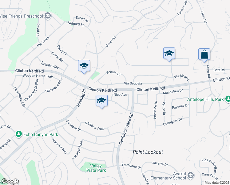 map of restaurants, bars, coffee shops, grocery stores, and more near 39672 Nice Avenue in Murrieta