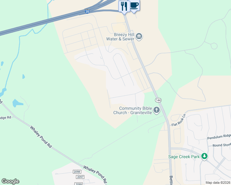 map of restaurants, bars, coffee shops, grocery stores, and more near 105 Kyle Drive in Graniteville