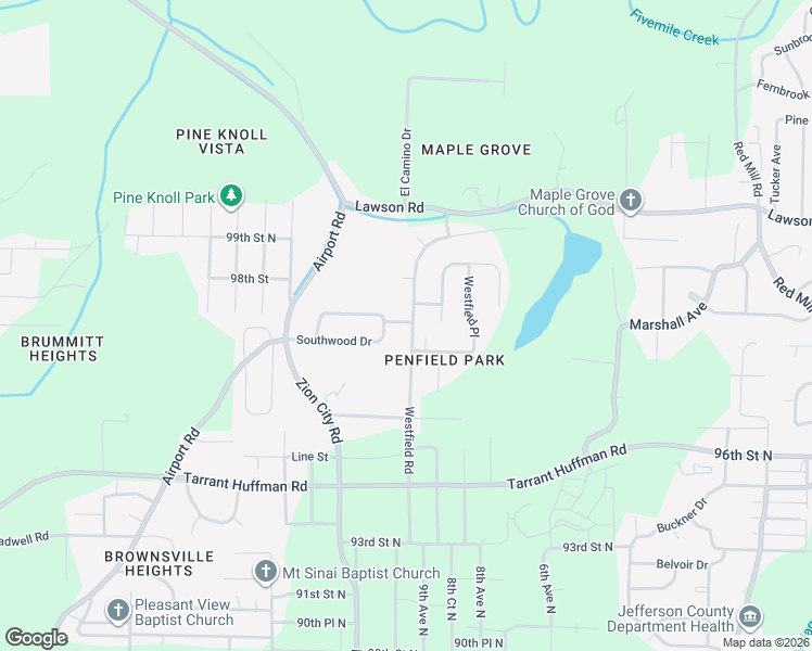 map of restaurants, bars, coffee shops, grocery stores, and more near 9721 Westfield Road in Birmingham