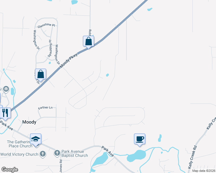 map of restaurants, bars, coffee shops, grocery stores, and more near 8020 Indigo Court in Moody