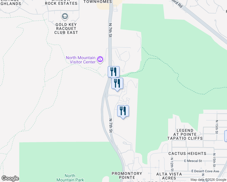 map of restaurants, bars, coffee shops, grocery stores, and more near 11111 North 7th Street in Phoenix