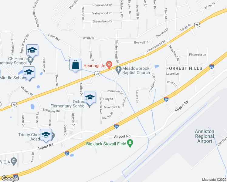 map of restaurants, bars, coffee shops, grocery stores, and more near 1204 Johnston Street in Oxford