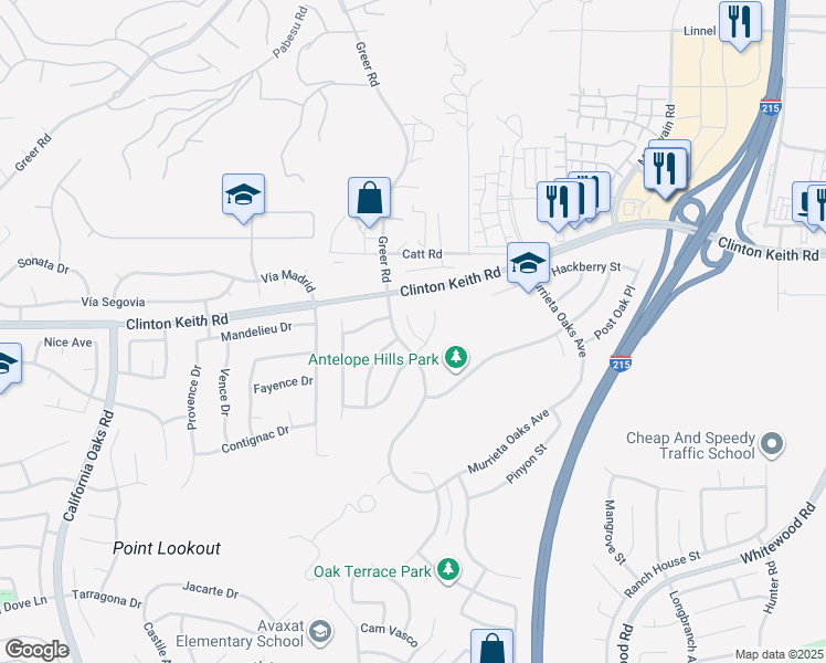 map of restaurants, bars, coffee shops, grocery stores, and more near 36205 Coffee Tree Place in Murrieta