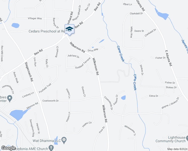 map of restaurants, bars, coffee shops, grocery stores, and more near 5807 Goldleaf Way in Rex