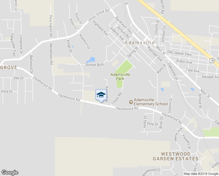 map of restaurants, bars, coffee shops, grocery stores, and more near 312 Burgundy Drive in Adamsville
