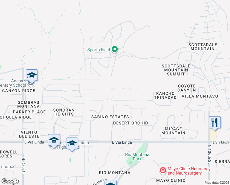 map of restaurants, bars, coffee shops, grocery stores, and more near 12947 East Cactus Road in Scottsdale