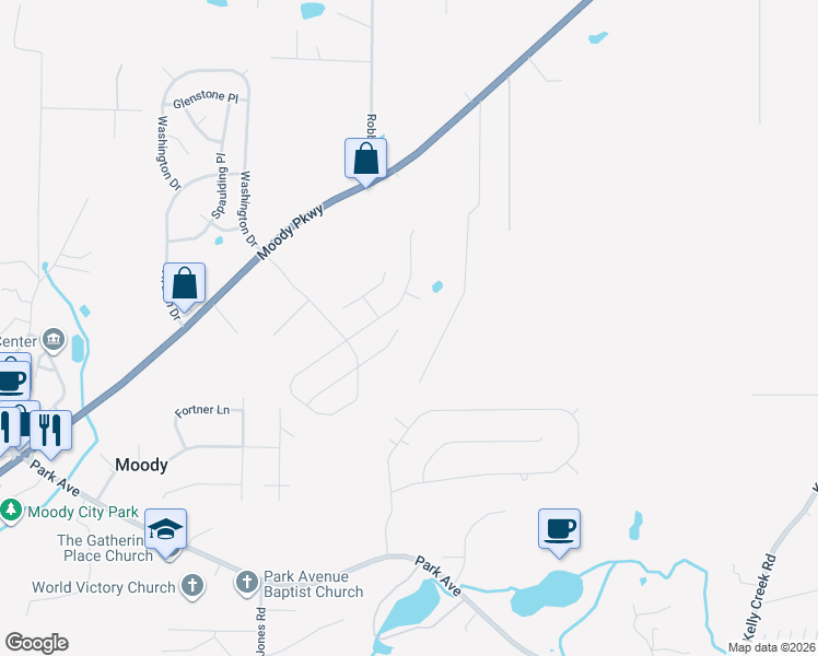 map of restaurants, bars, coffee shops, grocery stores, and more near 8020 Indigo Court in Moody
