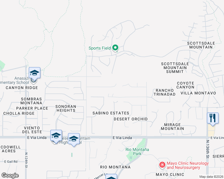 map of restaurants, bars, coffee shops, grocery stores, and more near 12947 East Cactus Road in Scottsdale