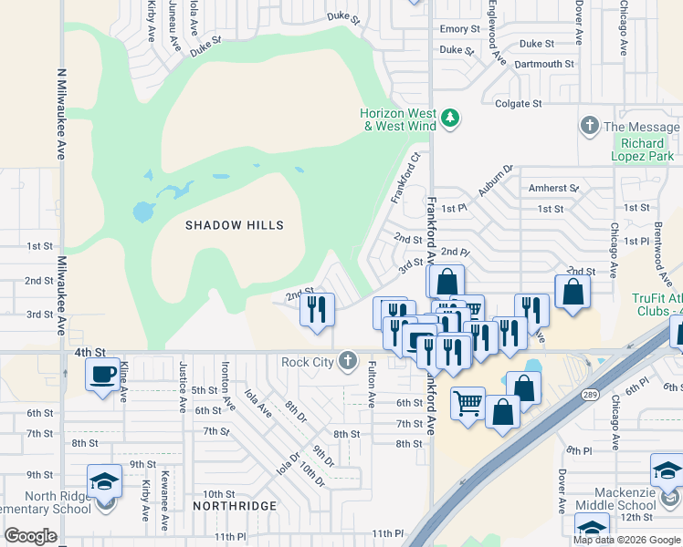 map of restaurants, bars, coffee shops, grocery stores, and more near 204A Grover Avenue in Lubbock