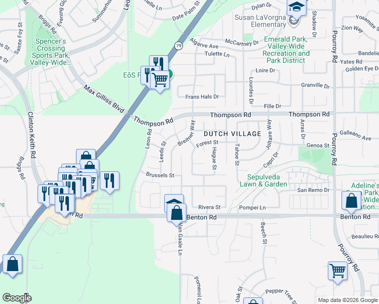 map of restaurants, bars, coffee shops, grocery stores, and more near 36237 Forest Street in Winchester