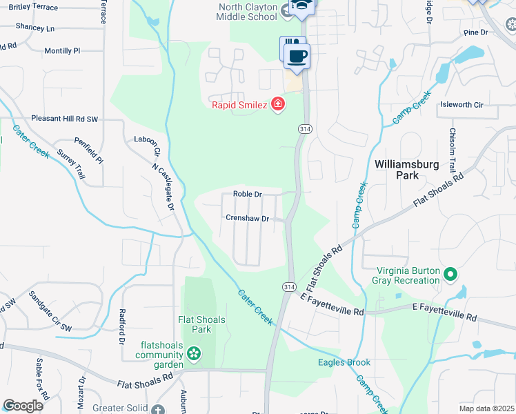 map of restaurants, bars, coffee shops, grocery stores, and more near 5863 Seabright Lane in Atlanta