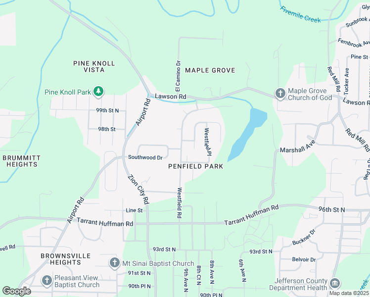 map of restaurants, bars, coffee shops, grocery stores, and more near 9721 Westfield Road in Birmingham