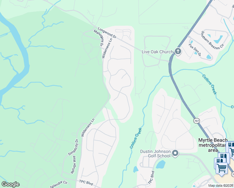 map of restaurants, bars, coffee shops, grocery stores, and more near 529 Grand Cypress Way in Murrells Inlet